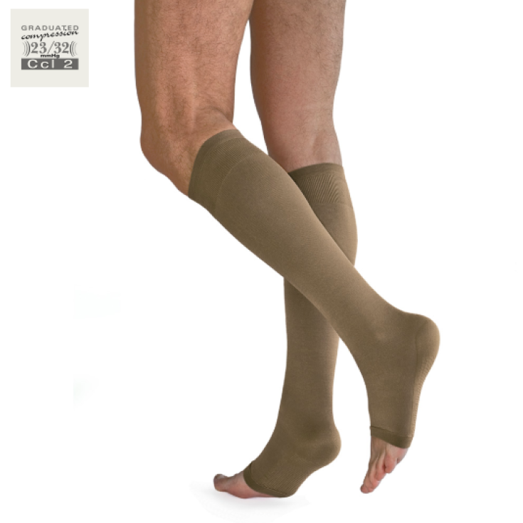 Relax Unisex Knee-highs CCL.2 Open Toe Solidea® Color Natural Size M 1 Pair