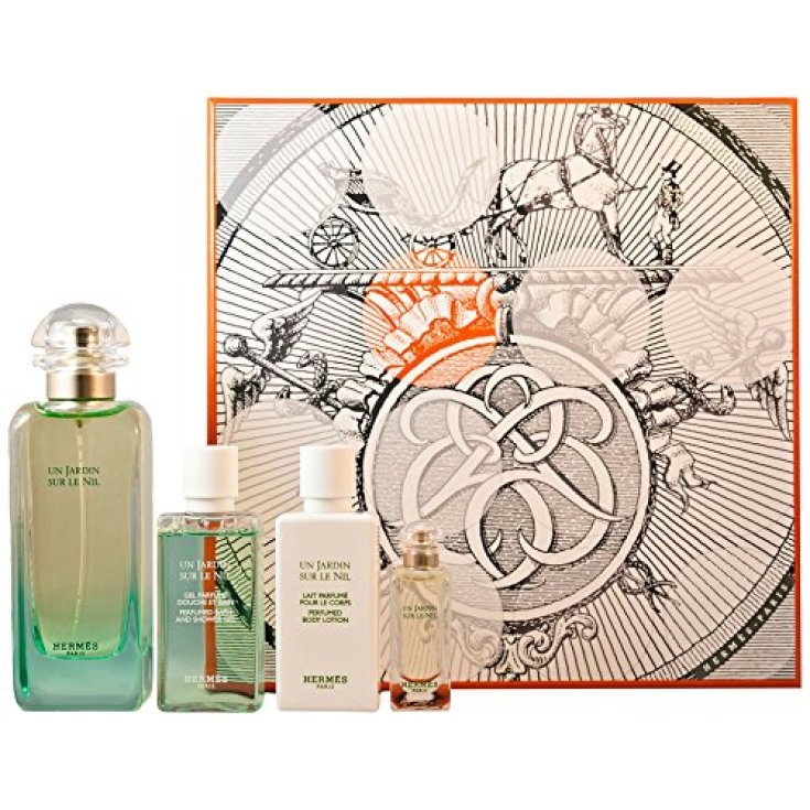 Un Jardin Sur Le Nil - Eau De Toilette Spray + Eau De Toilette Miniature + Body Lotion + Bath & Shower Gel Hermes