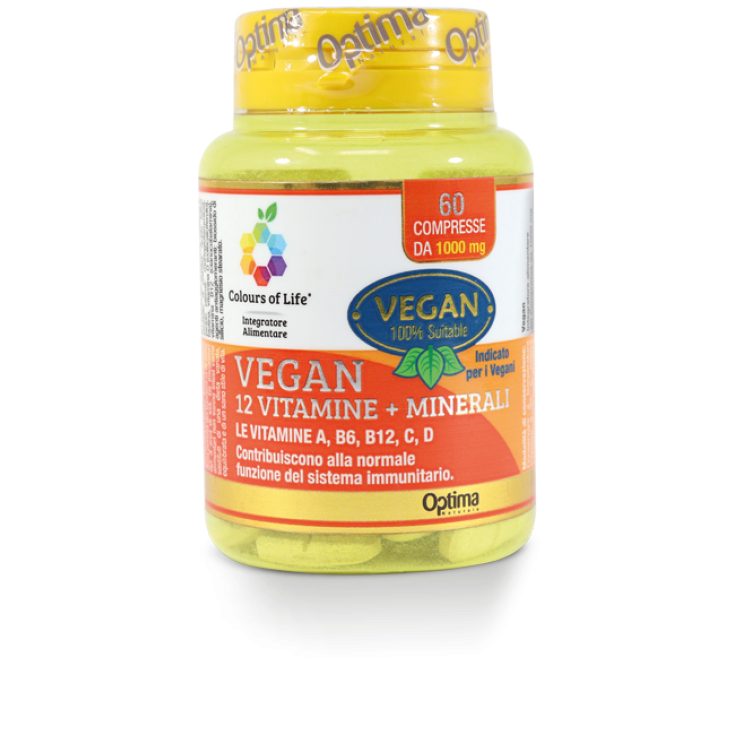 Vegan 12 Vitamins + Minerals Colors Of Life® Optima Naturals 60 Tablets