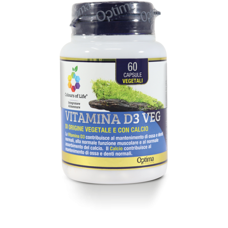 Vitamin D3 Veg Of Vegetable Origin With Calcium Colors Of Life® Optima Naturals 60 Capsules