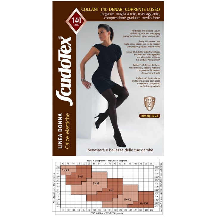 Black ScudoTex 140 Opaque Luxury Tights Size 2