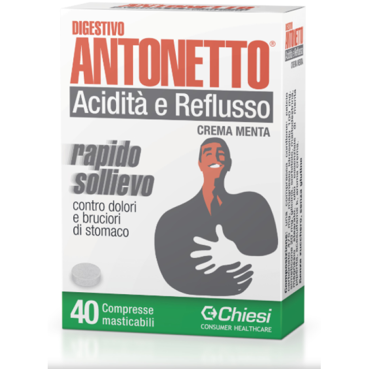Digestivo® Antonetto Acidity And Reflux Mint Cream Chiesi 40 Chewable Tablets