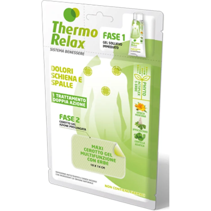 Thermo Relax Wellness System Back And Shoulder Pain Treatment Double Action Immediate Relief Gel + Maxi Patch Multifunctional Gel With Herbs 1 Treatment