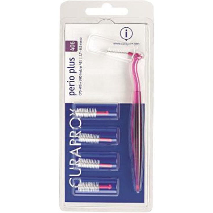 Curaprox Perio Plus 406 Brush 5 Heads + Handle Fuchsia UHS 451 1 Pack