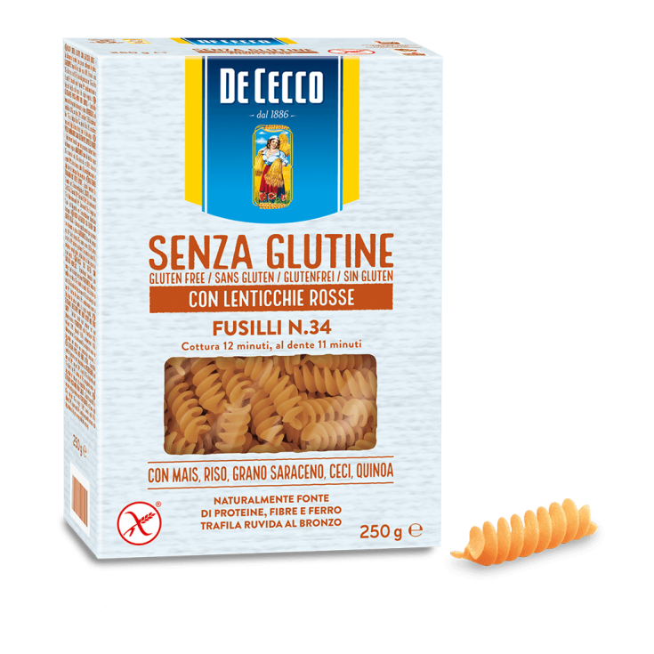Fusilli n ° 34 With Red Lentils Gluten Free De Cecco 250g