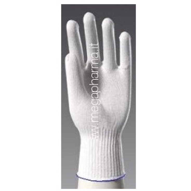 White 100% cotton gloves with colored piping. Size 6 MEGAPHARMA HOSPITAL