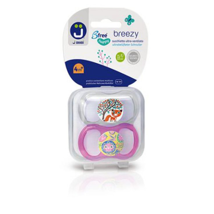 BFree® Pacifiers 4m + Transparent / Pink J KIDS 2 Pieces