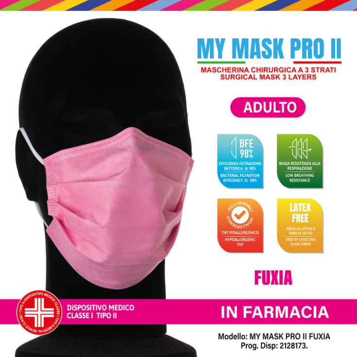 Small Fuxia Surgical Mask My Mask Pro II 10 Pieces