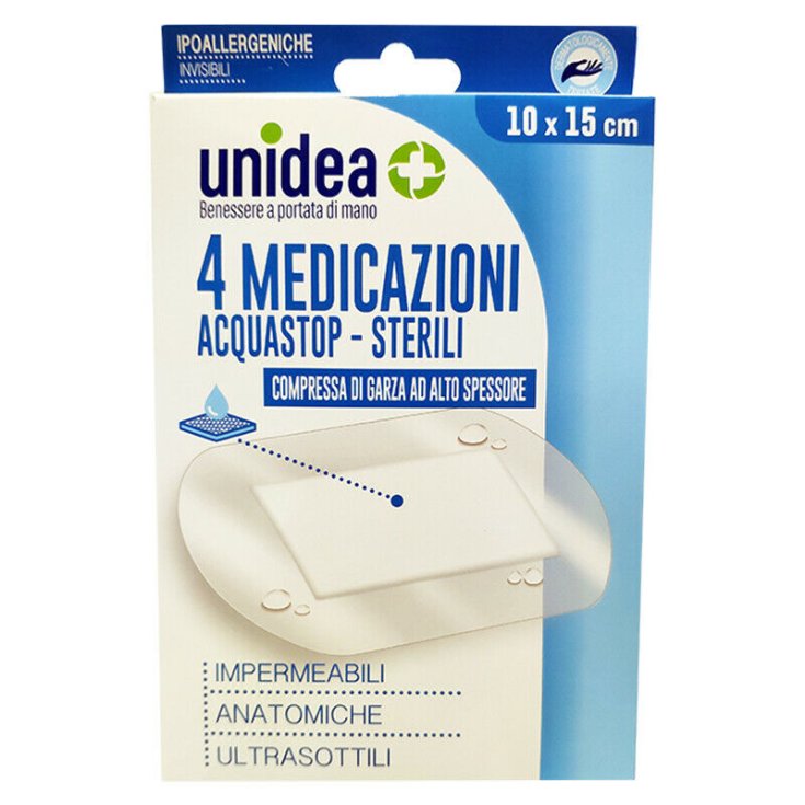 AQUASTOP STERILE DRESSINGS unidea 10x15cm 4 Dressings