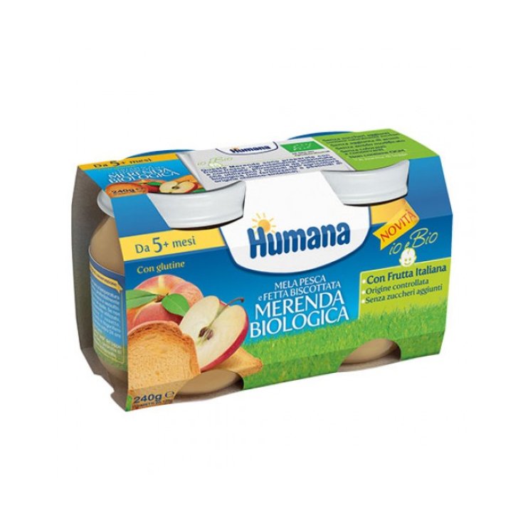 Humana Organic Snack Apple Peach Rusks 2x120g