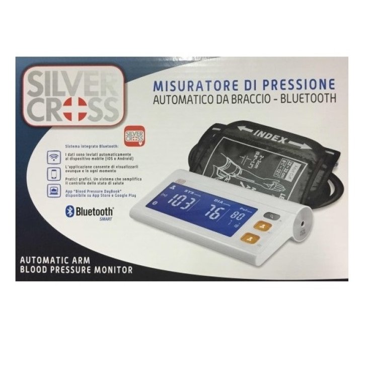 Automatic Blood Pressure Monitor Arm Bluetooth Silver Cross