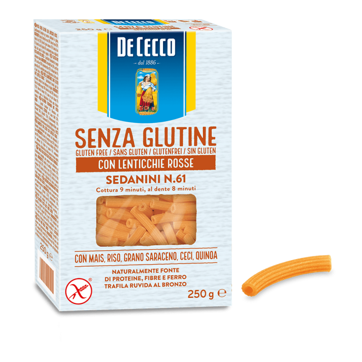 Sedanini n ° 61 With Red Lentils Gluten Free De Cecco 250g