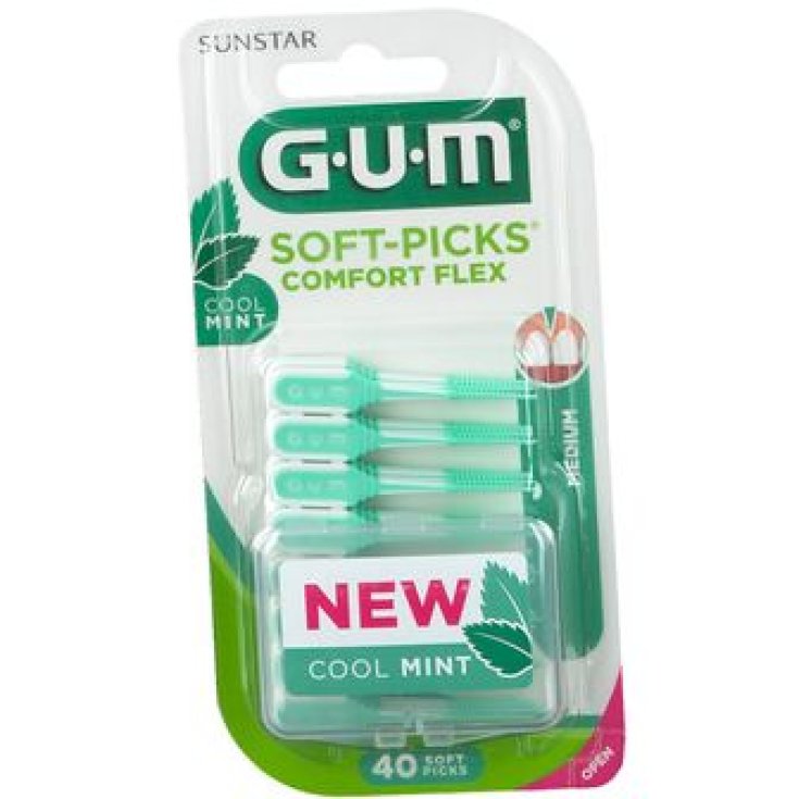 Sunstar Gum Soft Picks Comfort Flex Flex Medium Cool Mint 40 Units
