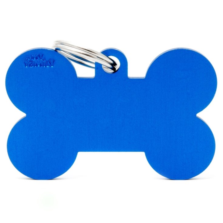 Basic Bone XL Blue Aluminum ID Tag