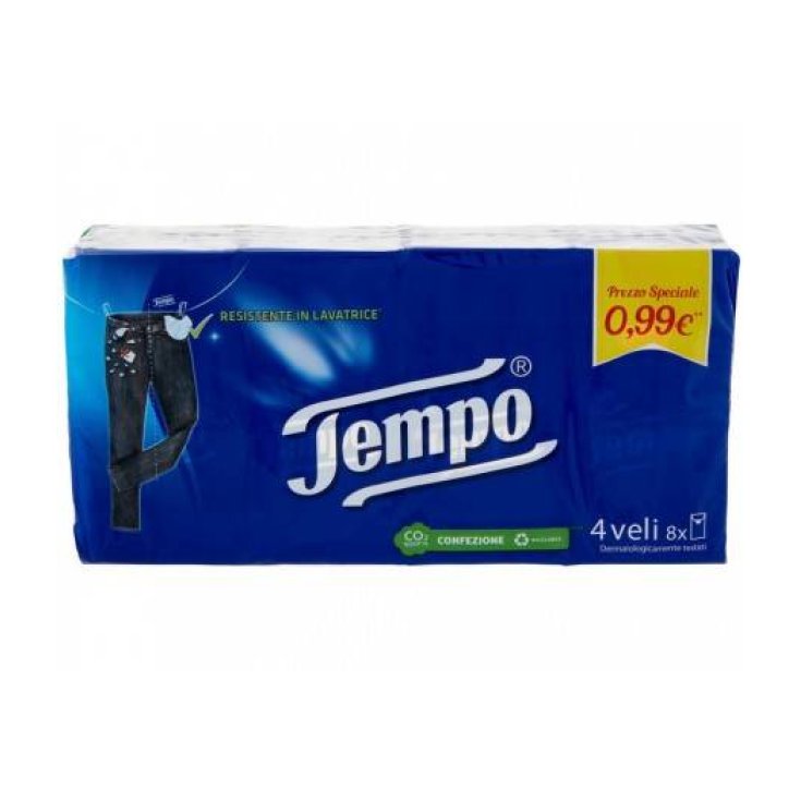 TEMPO HANDKERCHIEFS 4 PLY 8 PCS