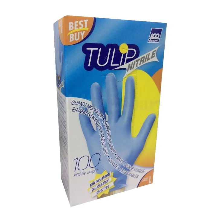 TULIP 100 BLUE NITRILE GLOVES L