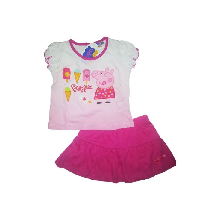 T-shirt and skirt suit for newborn Peppa Pig fuchsia 24 m