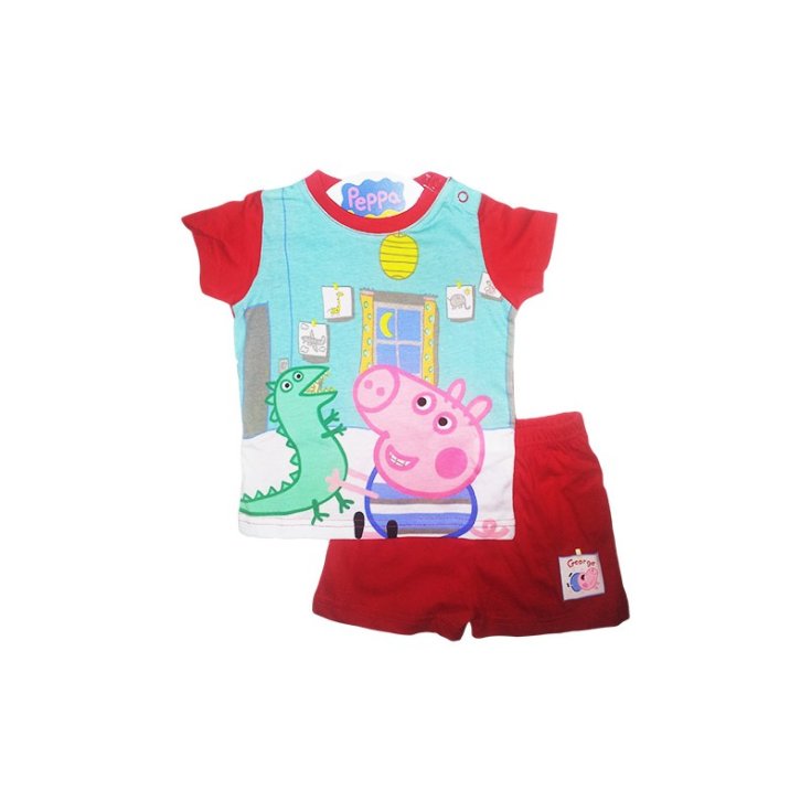 Pajamas jersey t-shirt shorts newborn Peppa Pig George red 18 m