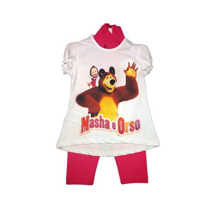 Masha and the Bear fuchsia 2A baby girl leggings t-shirt set