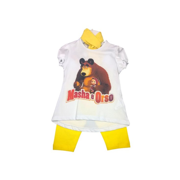 Masha and the Bear yellow baby girl t-shirt leggings set 30 m