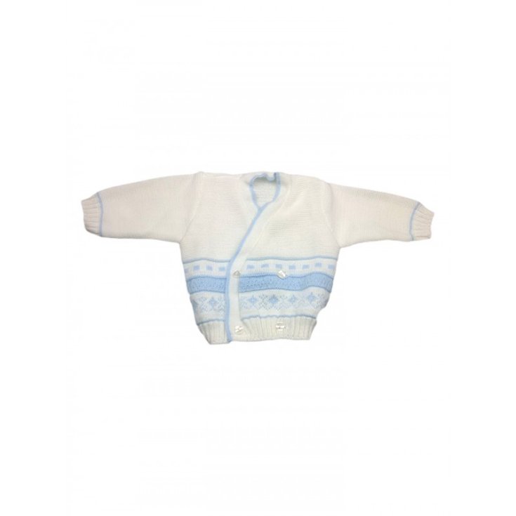 La Rocca woolen wrap-around cardigan for newborn baby boy white sky TU