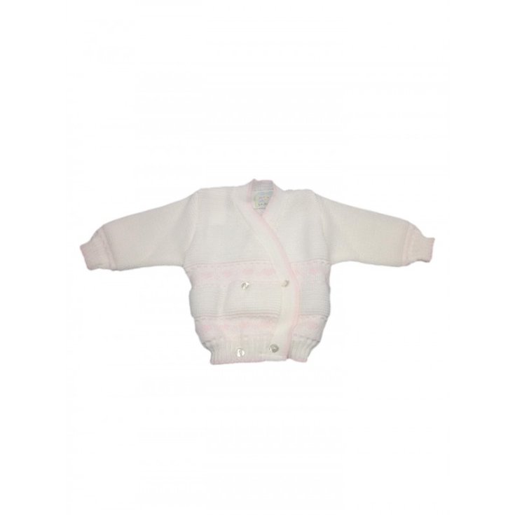 Crisscross heartwarmer cardigan wool La Rocca baby girl cream pink TU