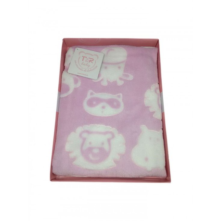 Fleece blanket cover T&R baby cradle baby carriage newborn white pink TU
