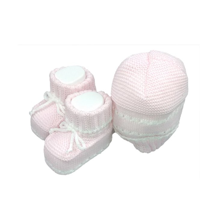 Set 2pcs hat hat cotton shoes La Rocca baby girl pink TU