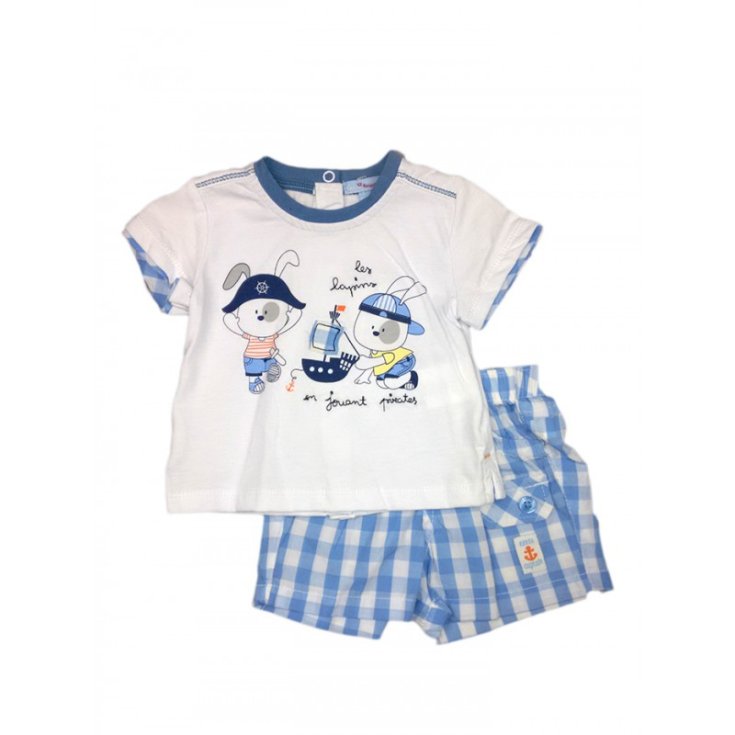 2pcs set of short-sleeved shirt for newborn baby boy Yatsi white sky 3 m