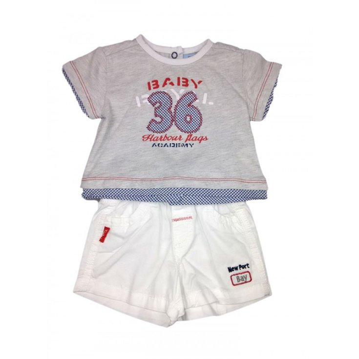 2pcs set jersey shorts baby boy half sleeve Yatsi white gray 3 m