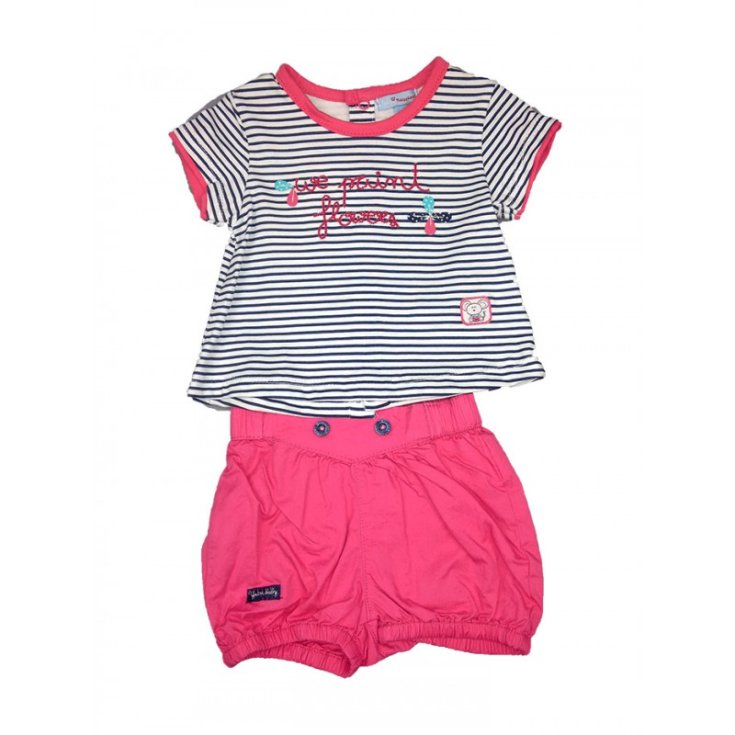 2pcs set of short-sleeved jersey shorts for newborn baby boy Yatsi fuchsia 3 m
