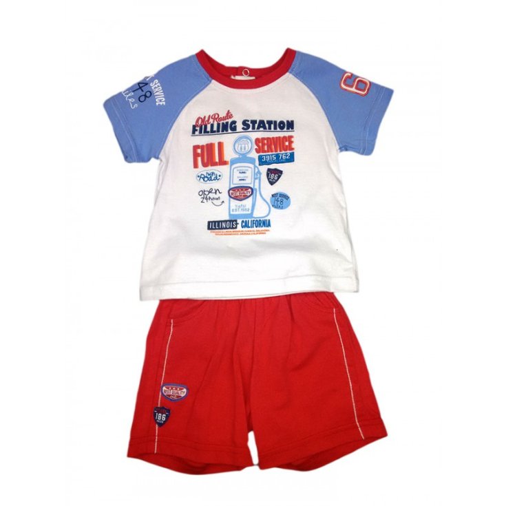 2pcs set jersey shorts baby boy half sleeve Yatsi white red 6 m