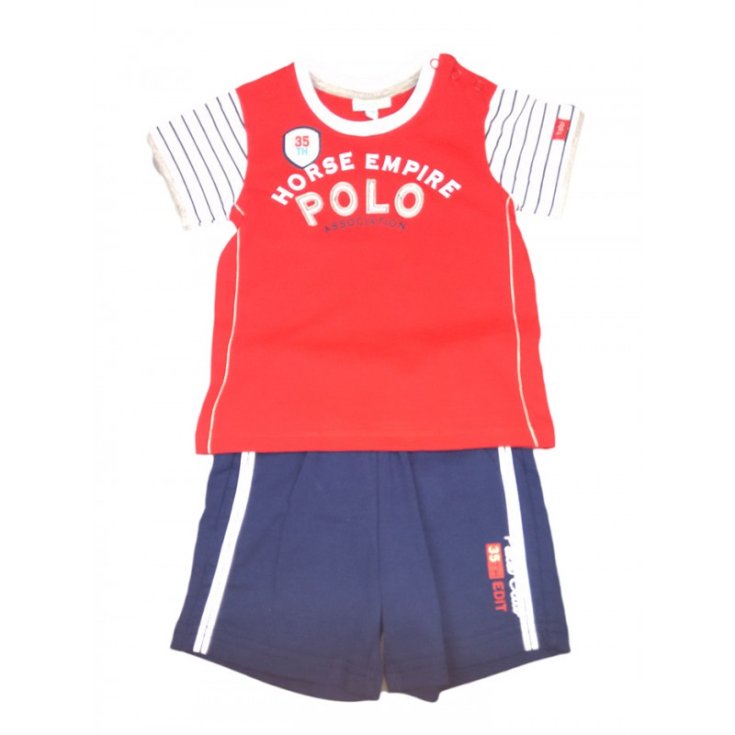 2pcs set jersey shorts baby boy half sleeve Yatsi red blue 12 m