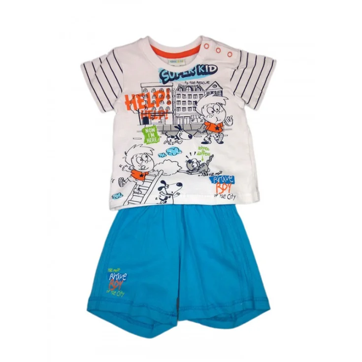 2pcs set jersey shorts baby boy half sleeve Yatsi white blue 6 m