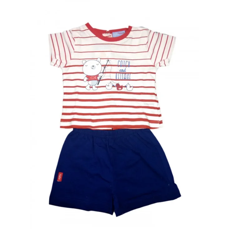 2pcs set jersey shorts baby boy half sleeve Yatsi red blue 1 m