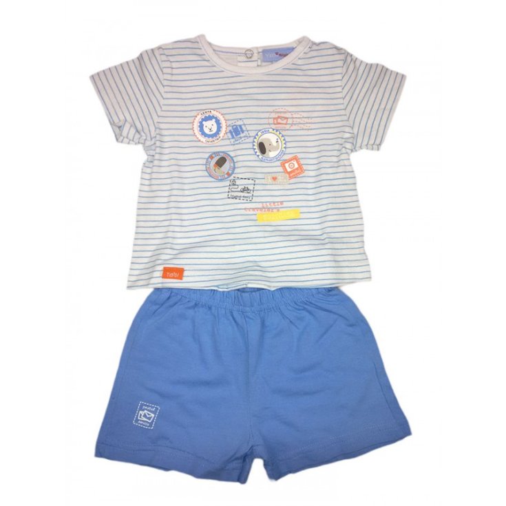 2pcs set of short-sleeved jersey shorts for newborn baby boy Yatsi white sky 6 m
