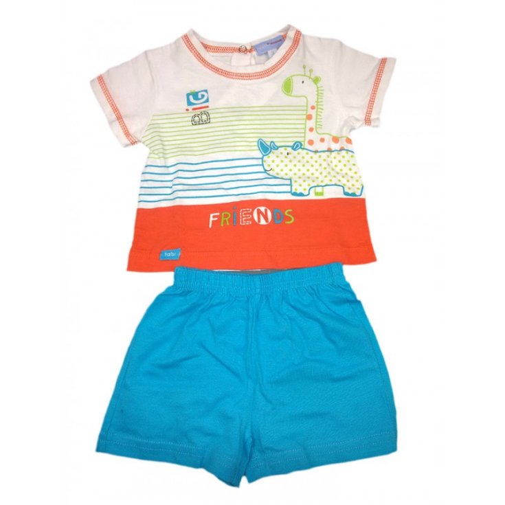 2pcs set of short-sleeved jersey shorts for newborn baby boy Yatsi white blue 3 m