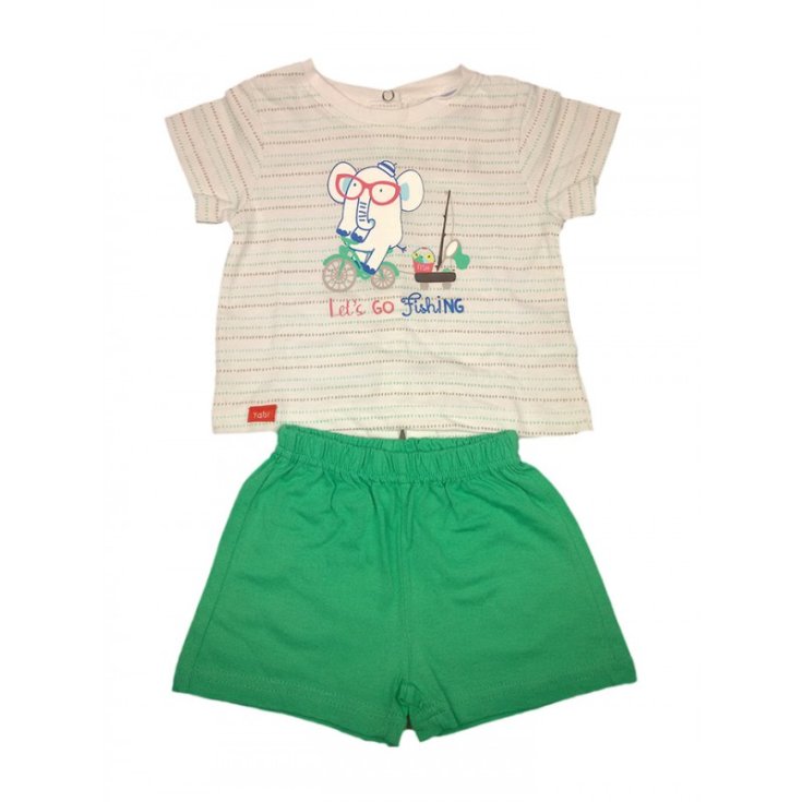 2pcs set of short-sleeved jersey shorts for newborn baby boy Yatsi white green 3 m