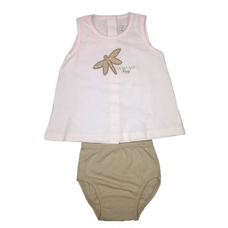 Complete 2pcs dress tank top with briefs for baby girl without sleeves Rapife pink brown 12 m