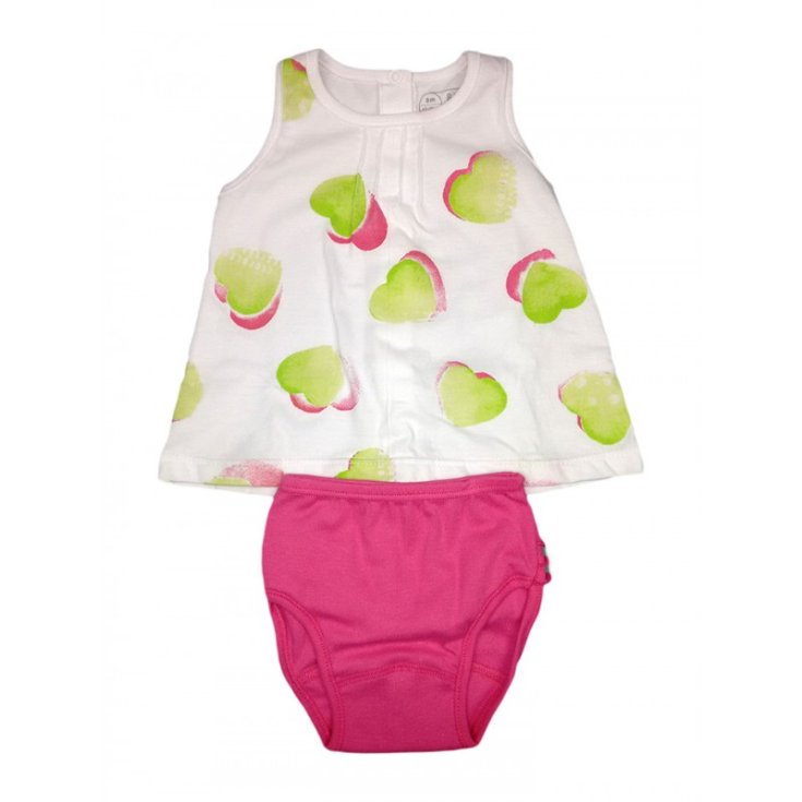 Complete 2pcs dress tank top with briefs for baby girl without sleeves Rapife white fuchsia 6 m