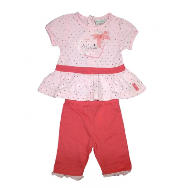 2pcs set of knitted leggings for newborn baby half sleeves with ruffles Pastel fuchsia pink 3 - 6 m