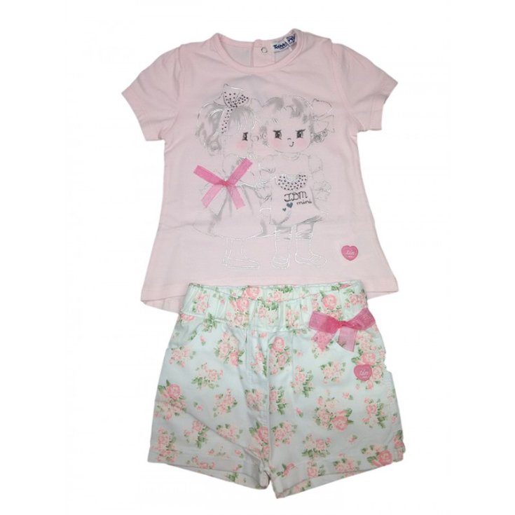 2pcs set of short-sleeved jersey shorts for newborn baby girl TdM mini pink 6 - 9 m