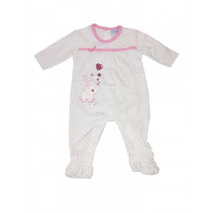 Yatsi white and gray polka dot baby girl cotton romper suit 3 m