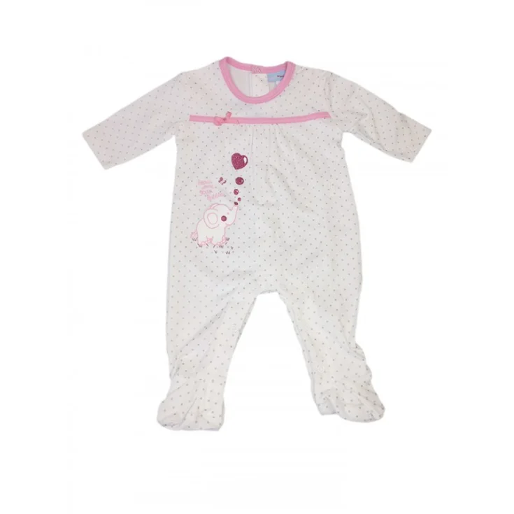 Yatsi white and gray polka dot baby girl cotton romper suit 3 m