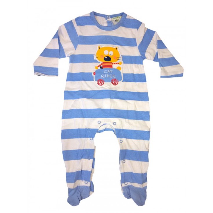 Yatsi white and blue striped cotton romper suit for newborn baby 6 m