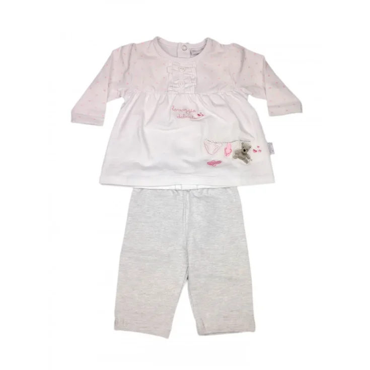 2pcs set sweater t-shirt dress pants baby girl leggings Pastel white gray 1 - 3 months