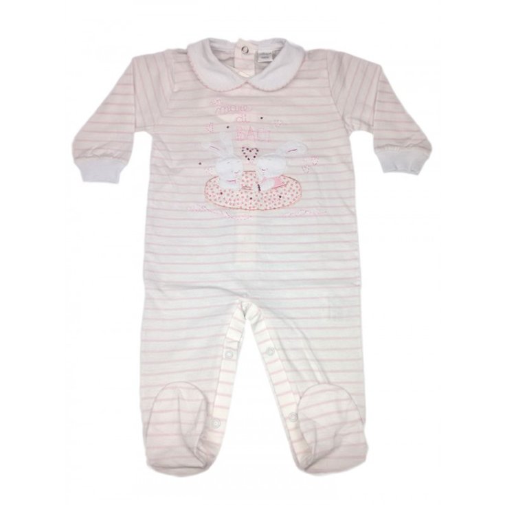Baby girl cotton jumpsuit Ellepi white pink 6 m
