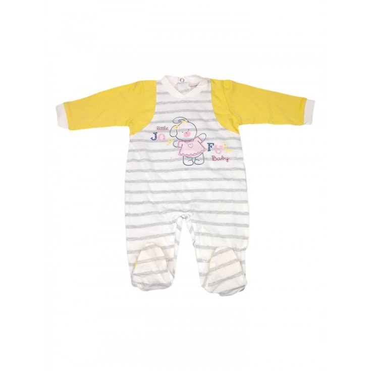 White and yellow Bidibimbo baby boy cotton romper suit 1 - 3 months