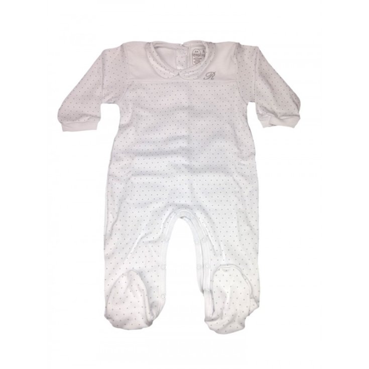 Rapife Long Sleeve Cotton Romper 6 Months White-Gray Polka Dot