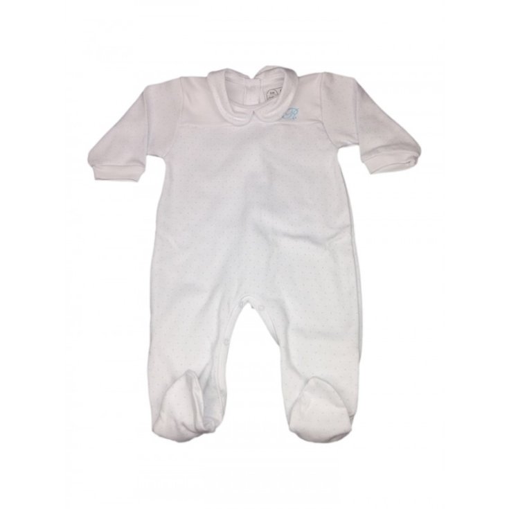 Rapife Long Sleeve Cotton Romper 3 Months White-Sky Polka Dot